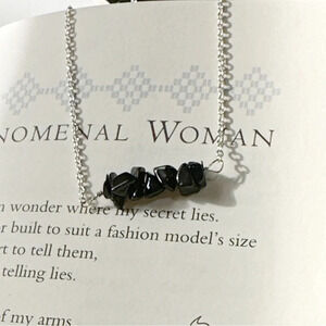 Black onyx balance bar and 925 sterling silver necklace /focus and protection